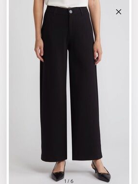 NWT- Wit & Wisdom Whitney Skyrise Flat Front Wide Leg Pants, Black Size 10